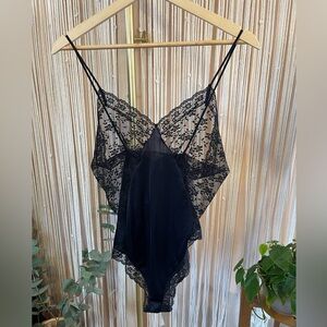 Vintage Sears Teddy black lace bodysuit vintage lingerie piece size 34